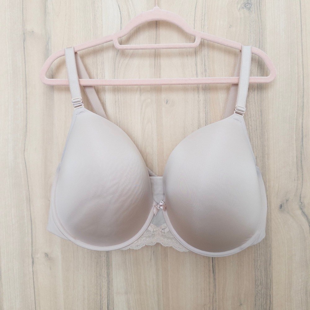 Torrid Full Coverage T-Shirt Bra Lightly Lined Underwire Beige 44DDD Lace Detail
